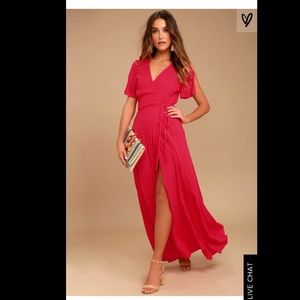Red wrap maxi dress